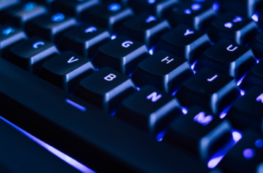 Close-up of a backlit keyboard