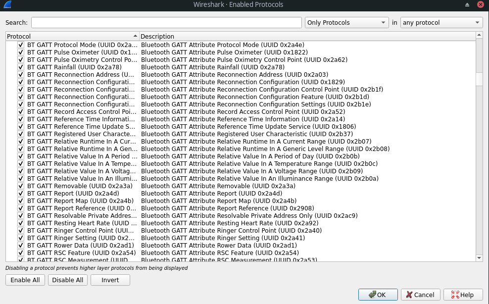 Wireshark supports a wide range of protocols (both heuristic and non-heuristic). 