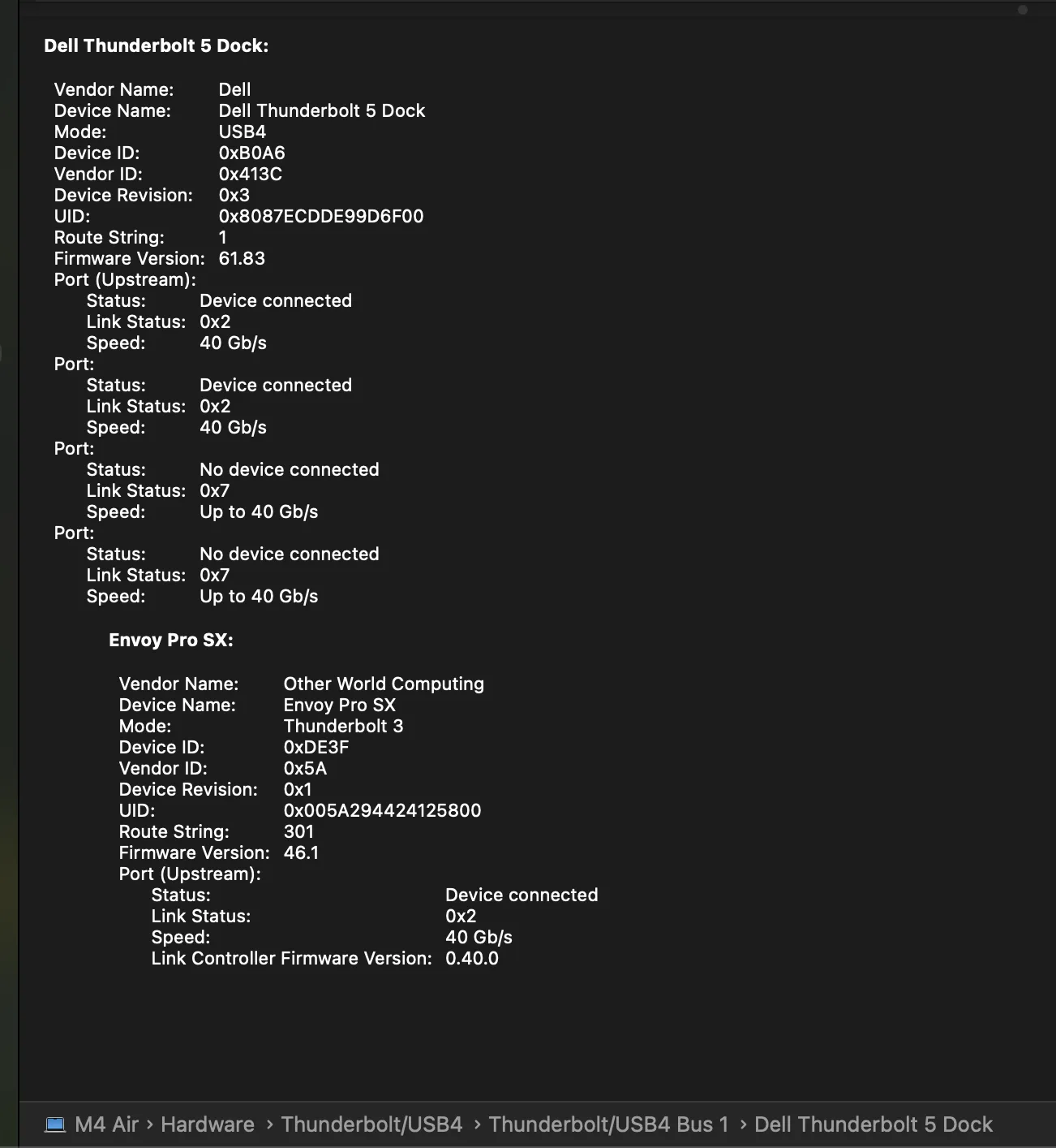 dell dock system settings on mac