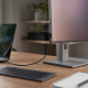 Bright home office monitor connected to a laptop by USB-C