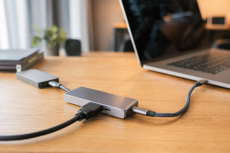 USB4 hub and dock connected to laptop peripherals