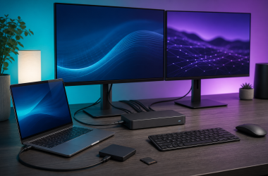 Illustrative Thunderbolt docking station desk setup for a CalDigit TS4 review