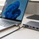 Affordable Thunderbolt laptop connected to a compact dock