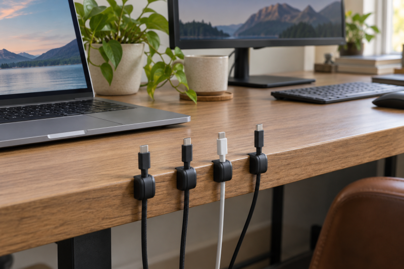 Desktop Cable Clips for USB-C Charging Runs