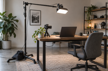 Top C-Stands for Overhead Desk Video Lighting